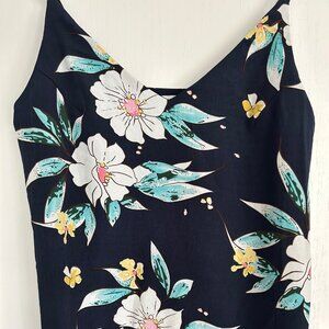 Lovely FRNCH thin strap dress. Navy blue with flowers, size small.
